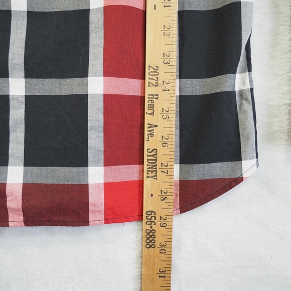Au Noir Sz 4 Men's Red and Black Plaid Casual Flip Cuffs 100% Cotton - Picture 11 of 13